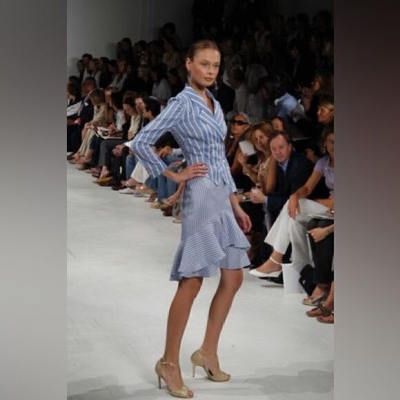 Ralph Lauren Spring 2006 Runway Collection Sky Blue Stripe Silk Cocktail Jacket - Picture 13 of 16